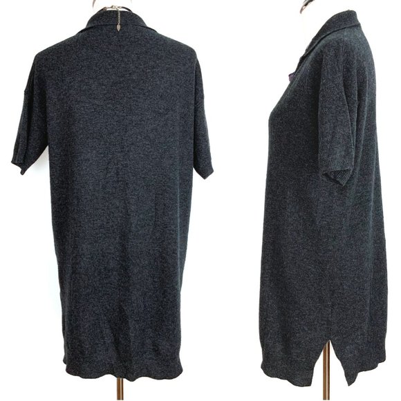 JAMES PERSE 100% Cashmere Oversized Polo Sweater Dress Gray Sz XS (0) - Picture 12 of 16